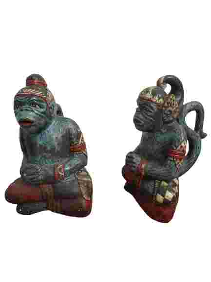Patung Hanuman Dan Hanggodo Bahan Kayu