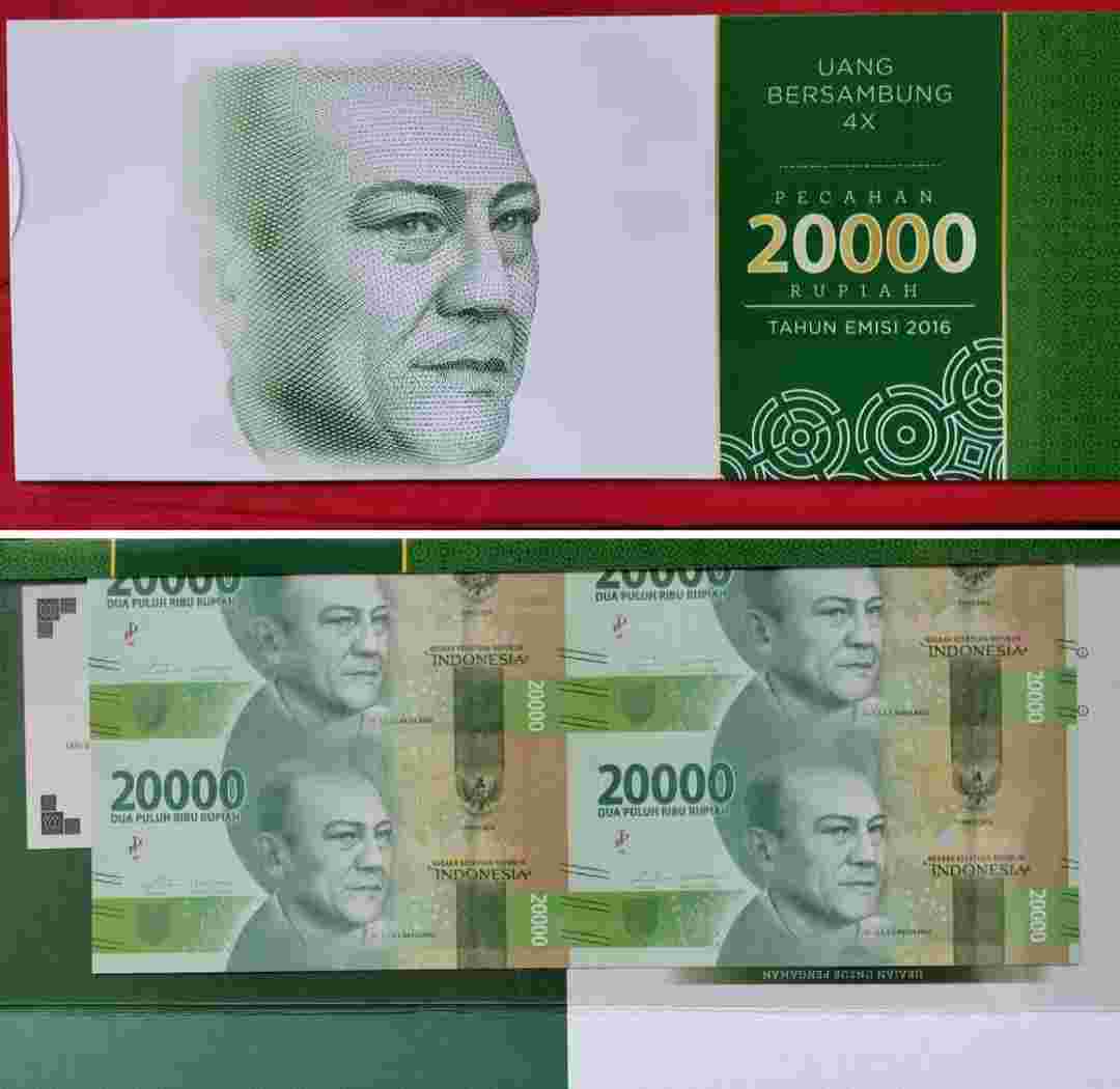 Koleksi Uncut Uang Bersambung 20000 X4 Emisi 2016 Original