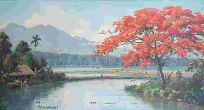 LUKISAN PEMANDANGAN KARYA GA KADIR 90×60 CM