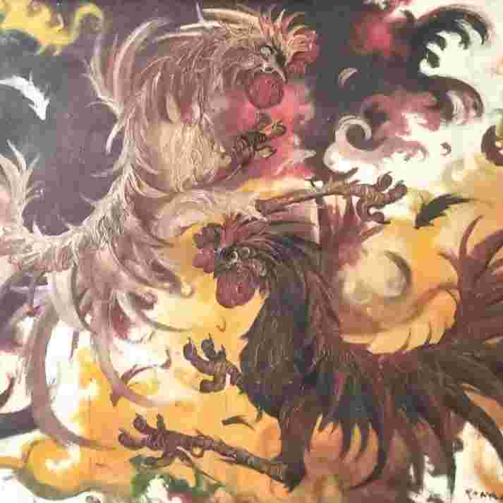 LUKISAN ANTIK SABOENG AYAM ; 69 x 95 CM