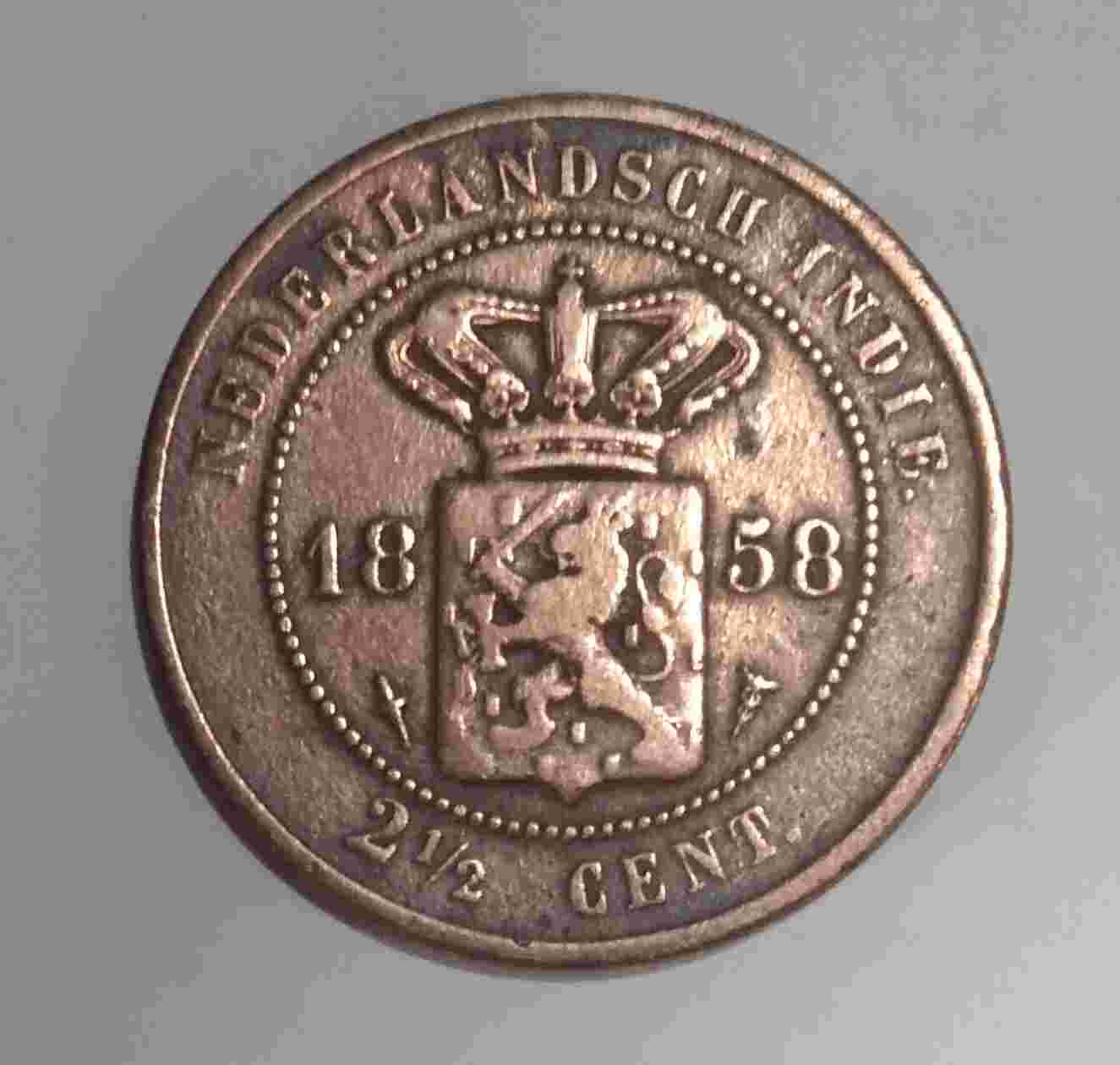 Uang Koin Benggol 21/2 Cent Nederlandsch Indie 1858