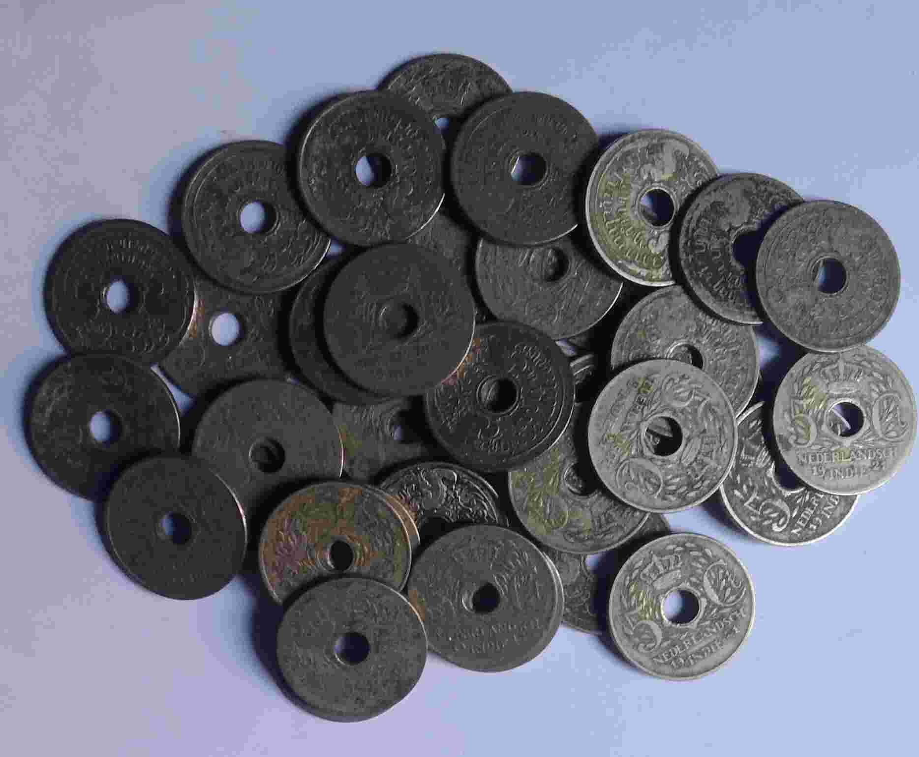 Uang Koin Nederlandsch Indie 5 Cent Tahun Campur.h.271