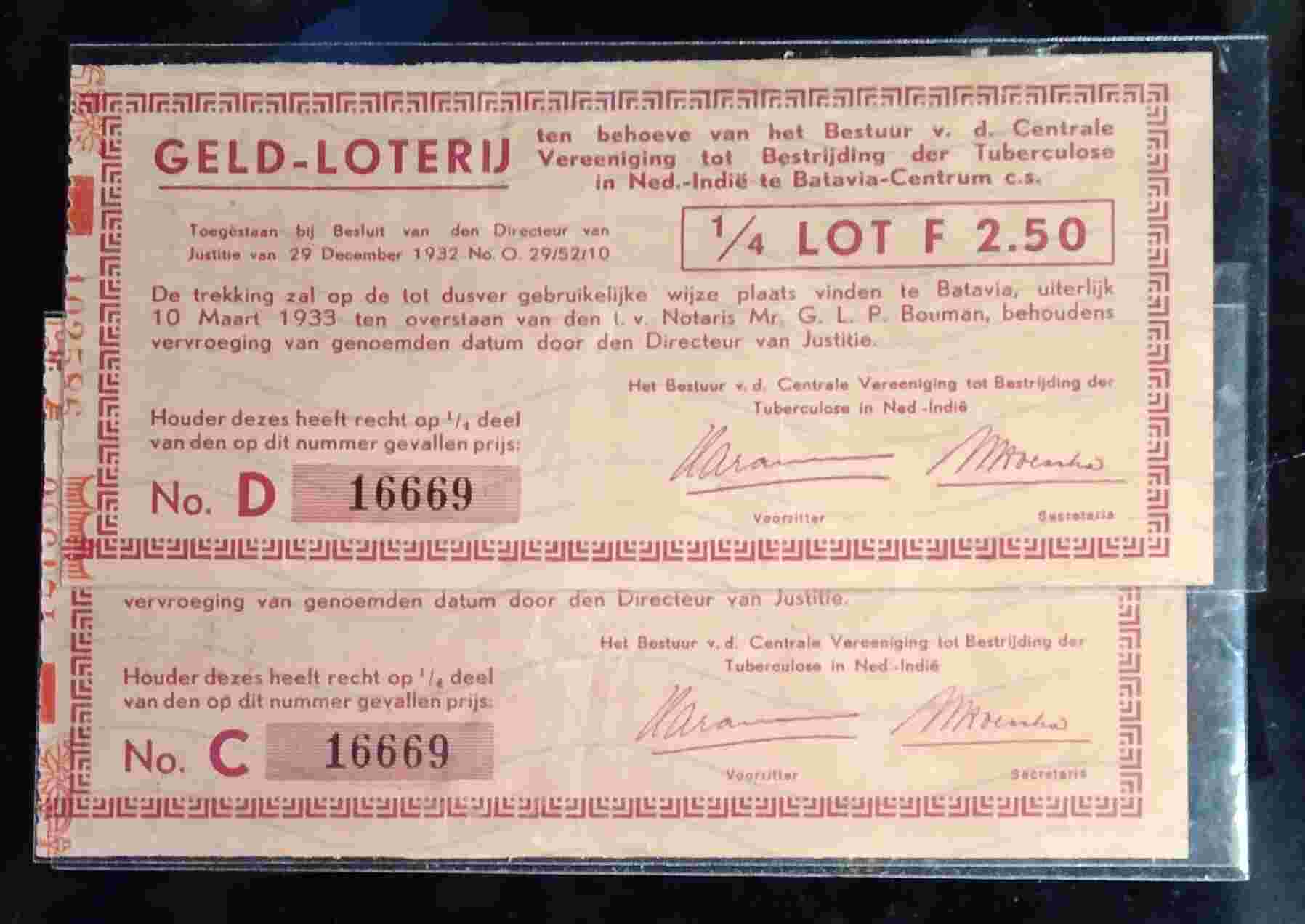 Uang kuno Geld-Loterij tahun 1932.h.676