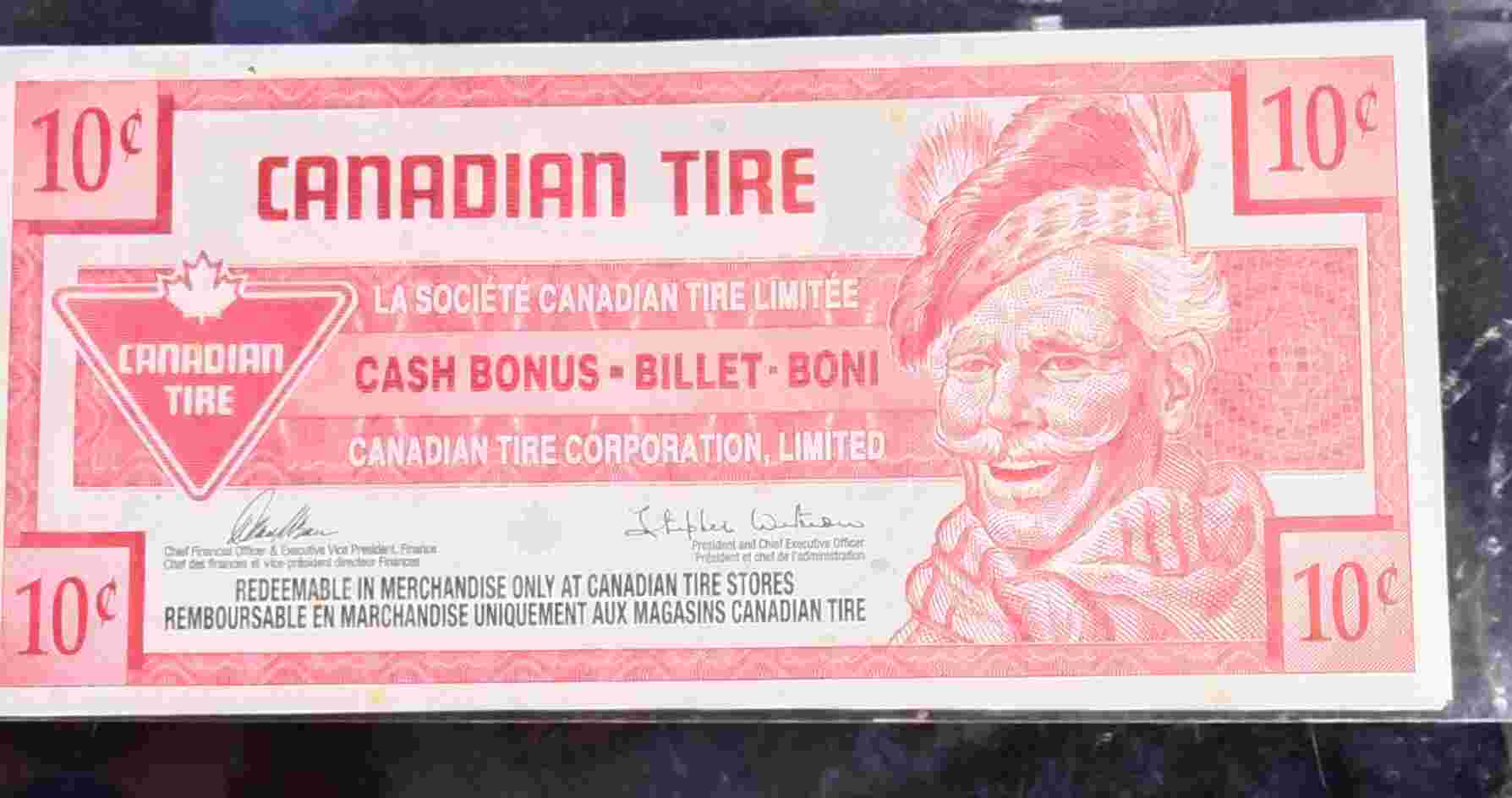 Uang Kertas Canadian Tire 10 c Printed in Canada.h.679