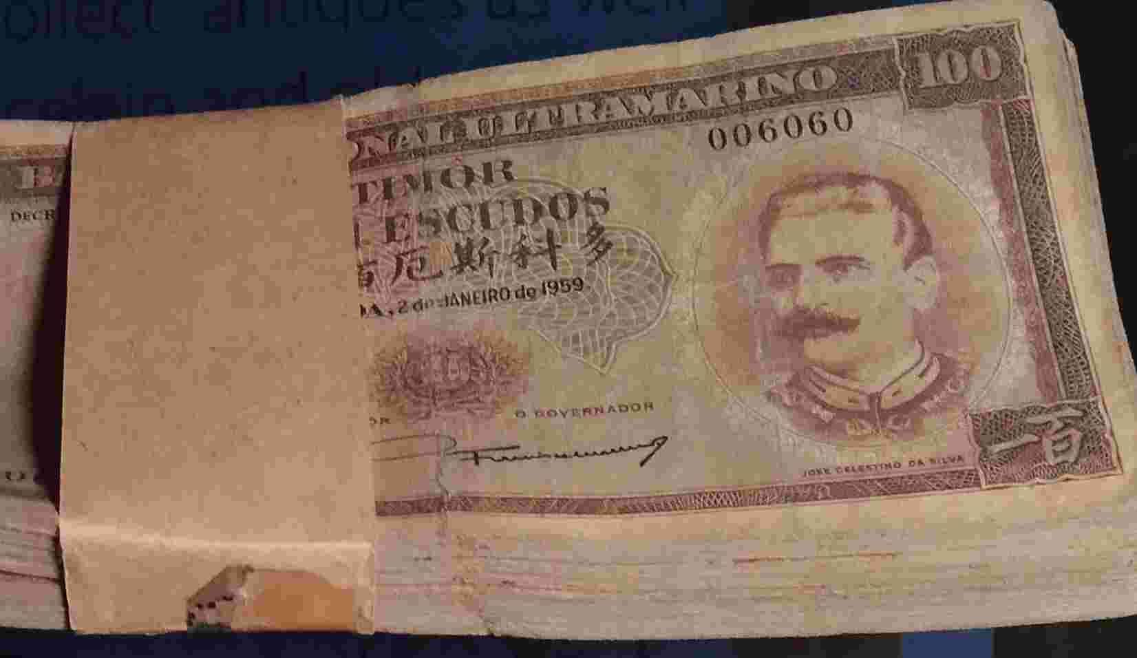 Uang Banco Nacional Ultramarino 100 Cem Escudos Tahun 1959
