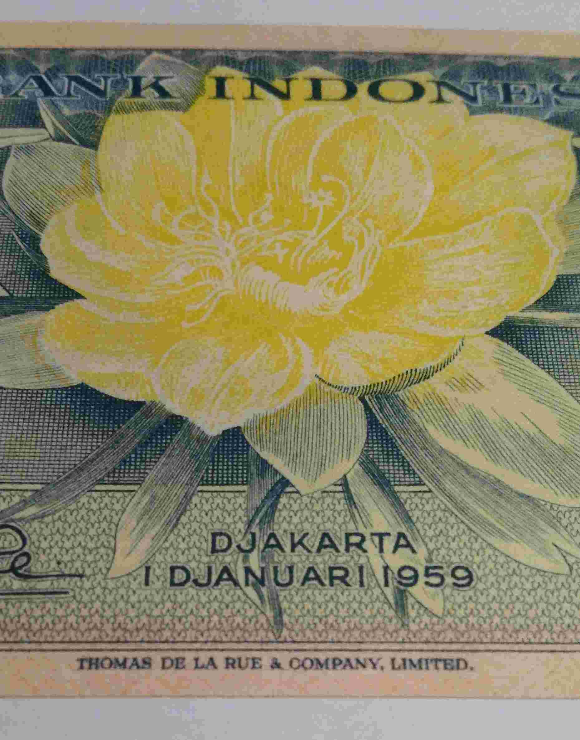 Uang 5 Rupiah Tahun 1959 seri bunga. Seri 5CAU 09638.WN.800