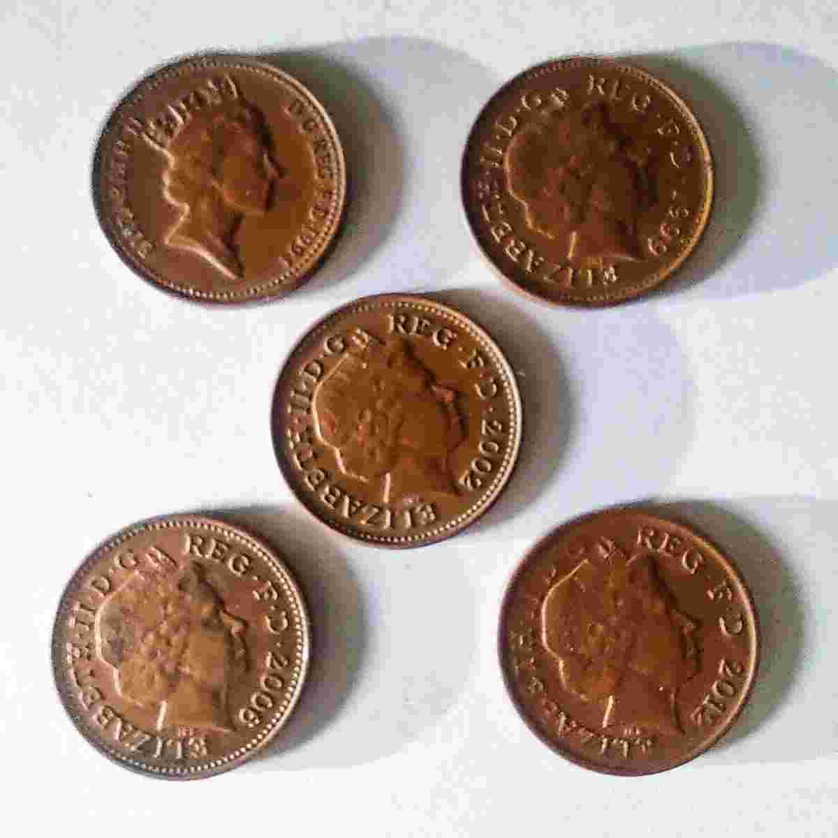 Koin Kuno One Penny Queen Elizabeth II  D G REG F D - Britania Raya