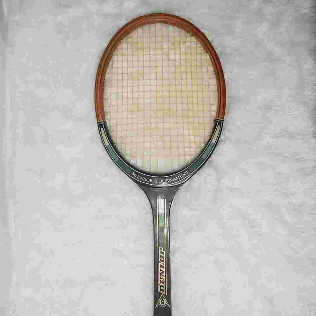 Dunlop John McEnroe Tournament | Raket Tenis Vintage Kayu L3 - 4 3/8 L - With Head Cover