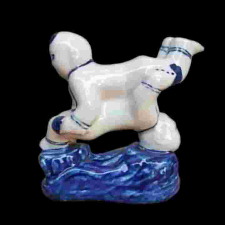 Barang Jadul Patung Porcelain Cina Figur Anak Lukis Biru Putih Antik