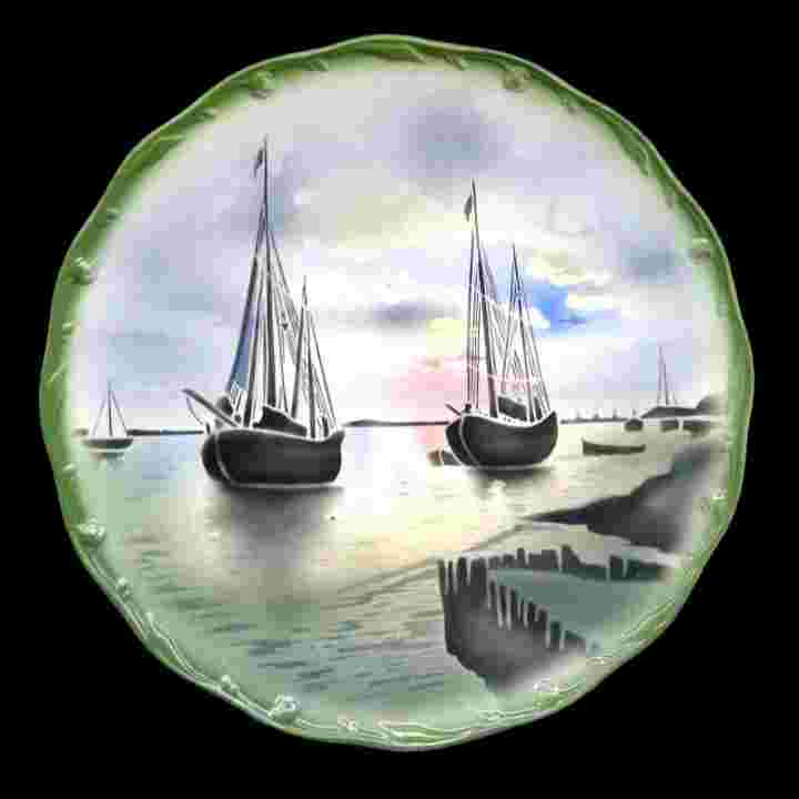 Piring Porcelain Lukis Eropa Tua Antik