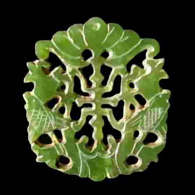 Antik Old Chinese Pendant Natural Green Nephrite Jade Giok Cina Kuno