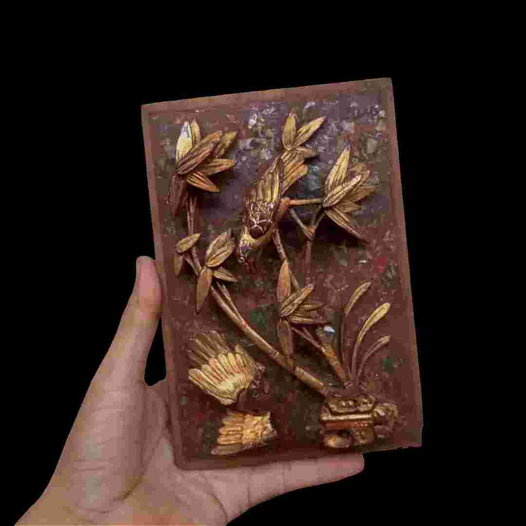 Barang Antik Ukiran Panel Peranakan Kayu Jati Warna Prodo Gincu Ori