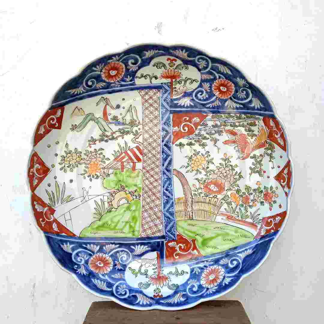 Piring Imari Jepang Lukis 1890's Ukuran Besar Utuh Tua Kuno