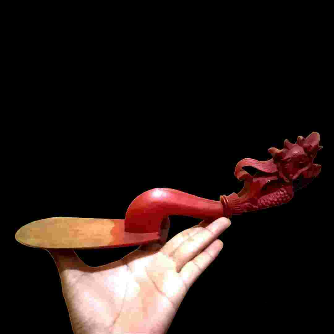 Centong Peranakan Kepala Naga Ukir Satu Kayu Jati Original Tua