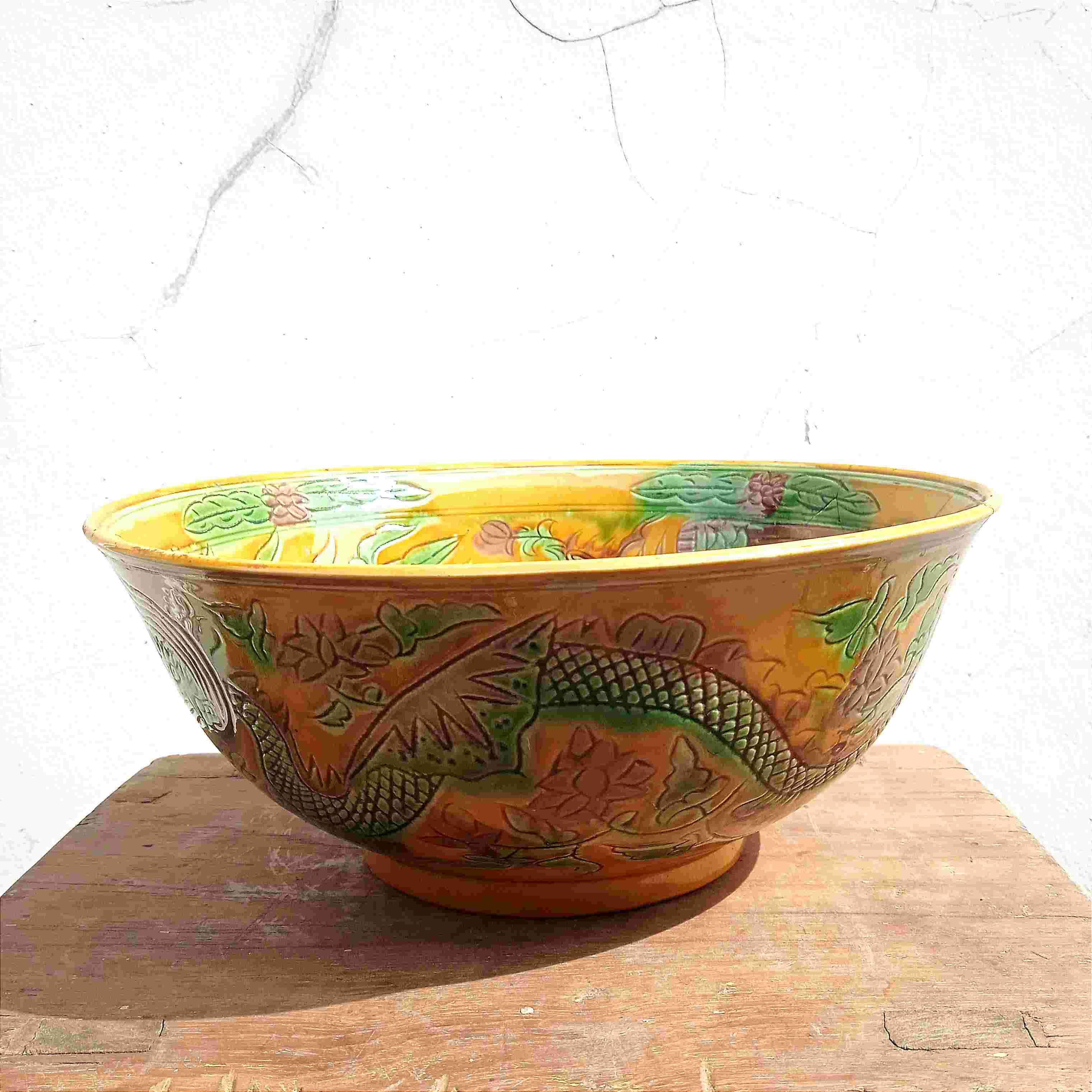 Mangkok Porselen Cina Motif Naga Ada Marking Tua