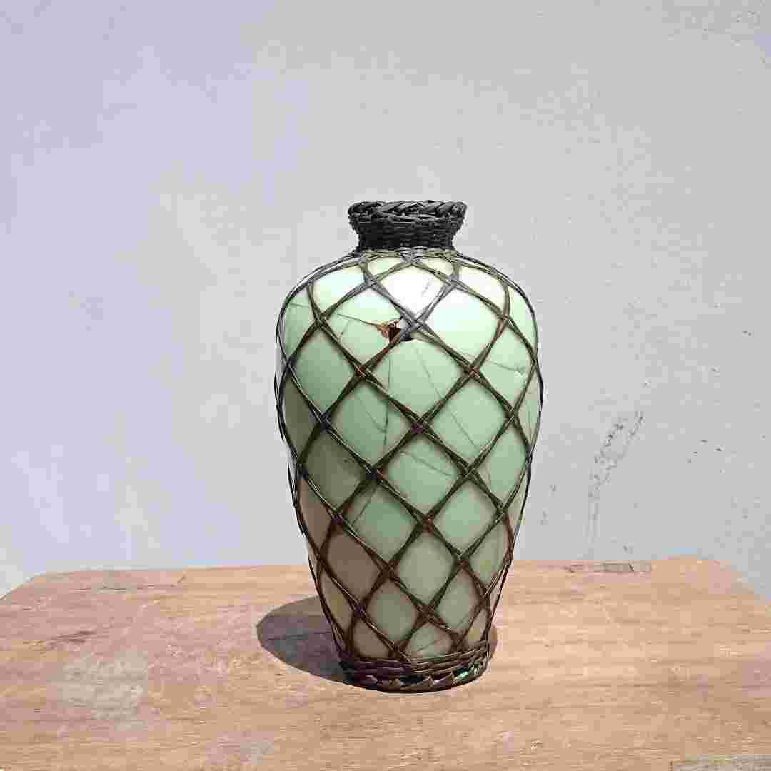 Antik Guci Porcelain Rajut Tali Tembaga Jepang Era Meiji Langka Tua