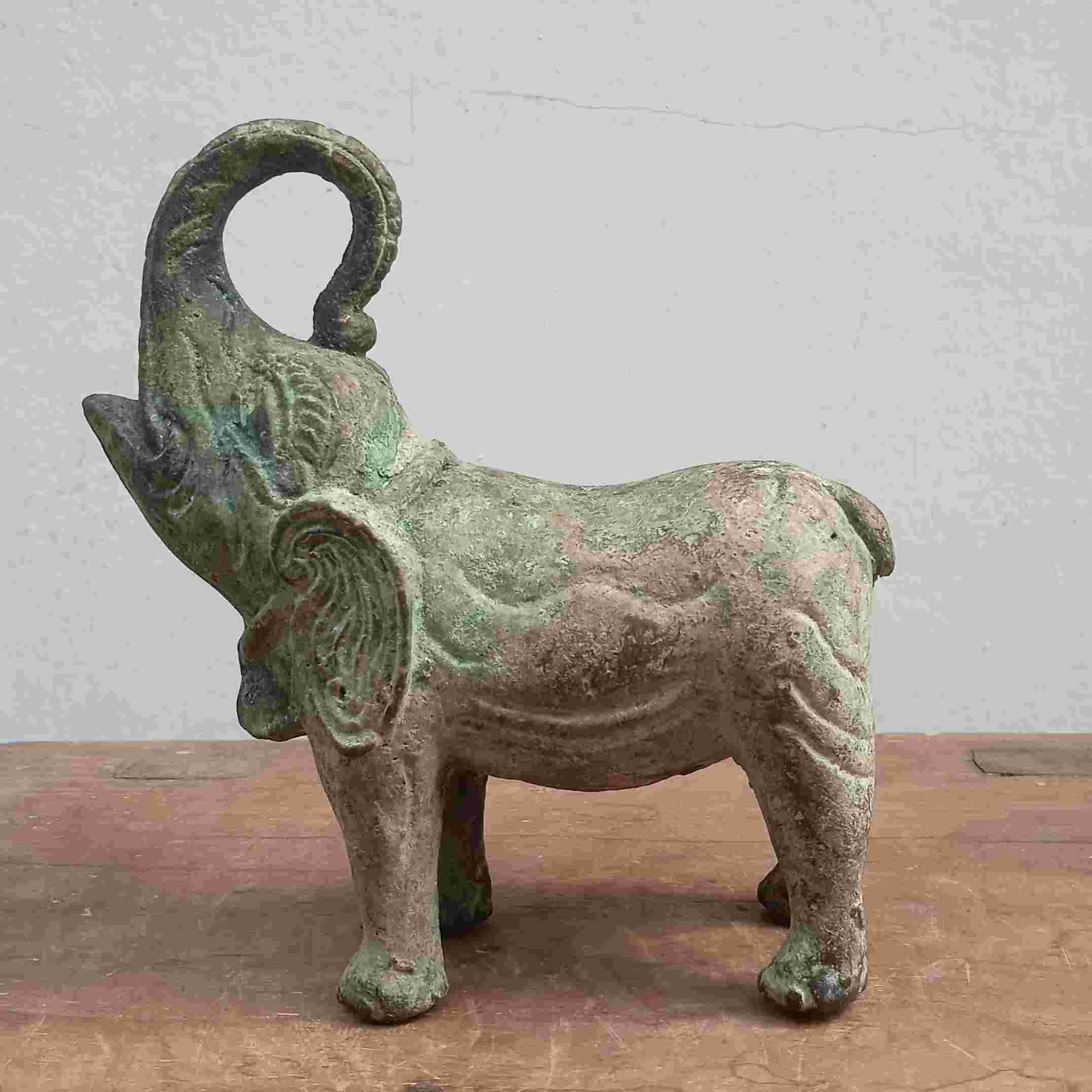 Barang Jadul Patung Gajah Perunggu Tua Utuh Kuno Patina Antik