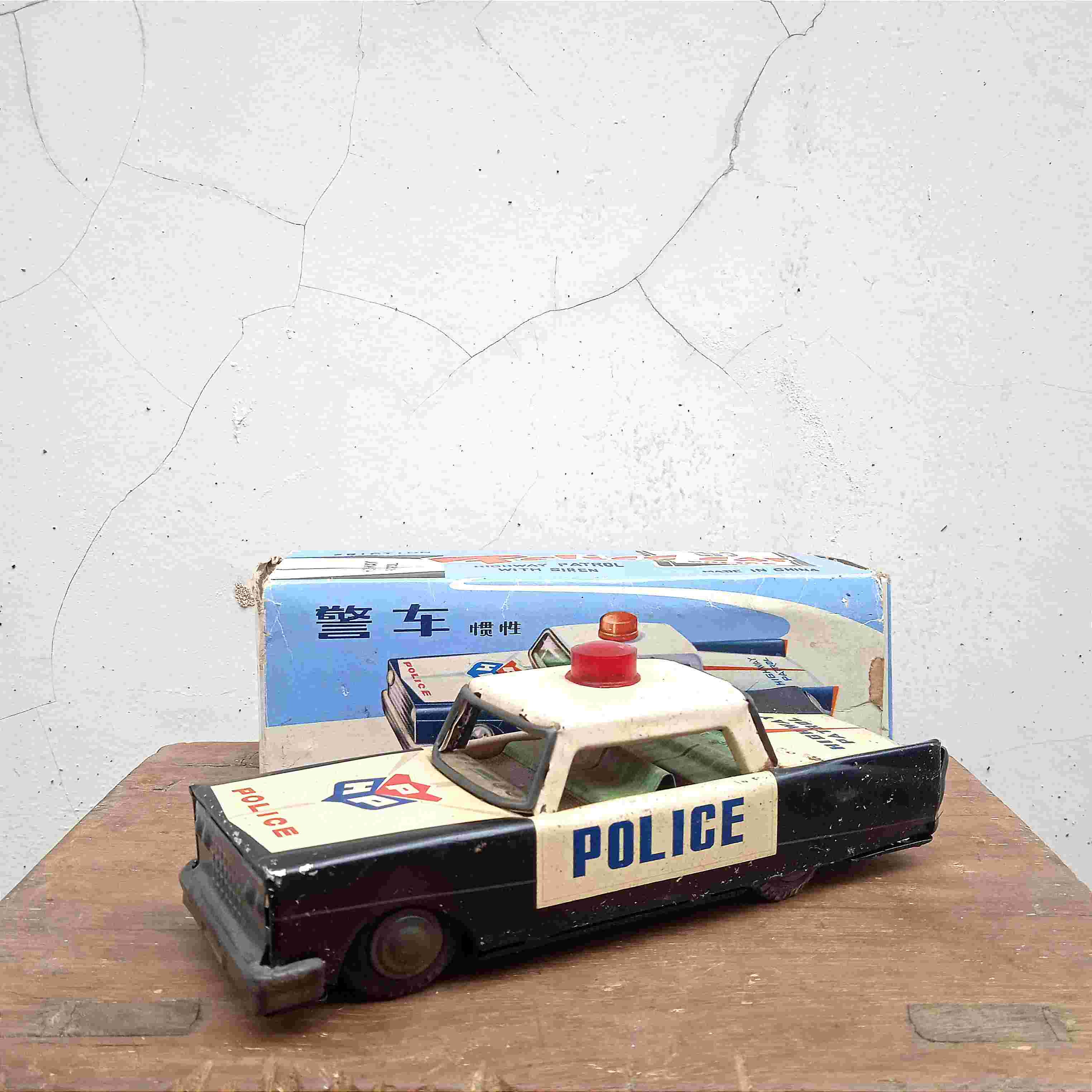 Barang Jadul Mainan Tin Toys Police Highway Patrol Car 1960's NOS