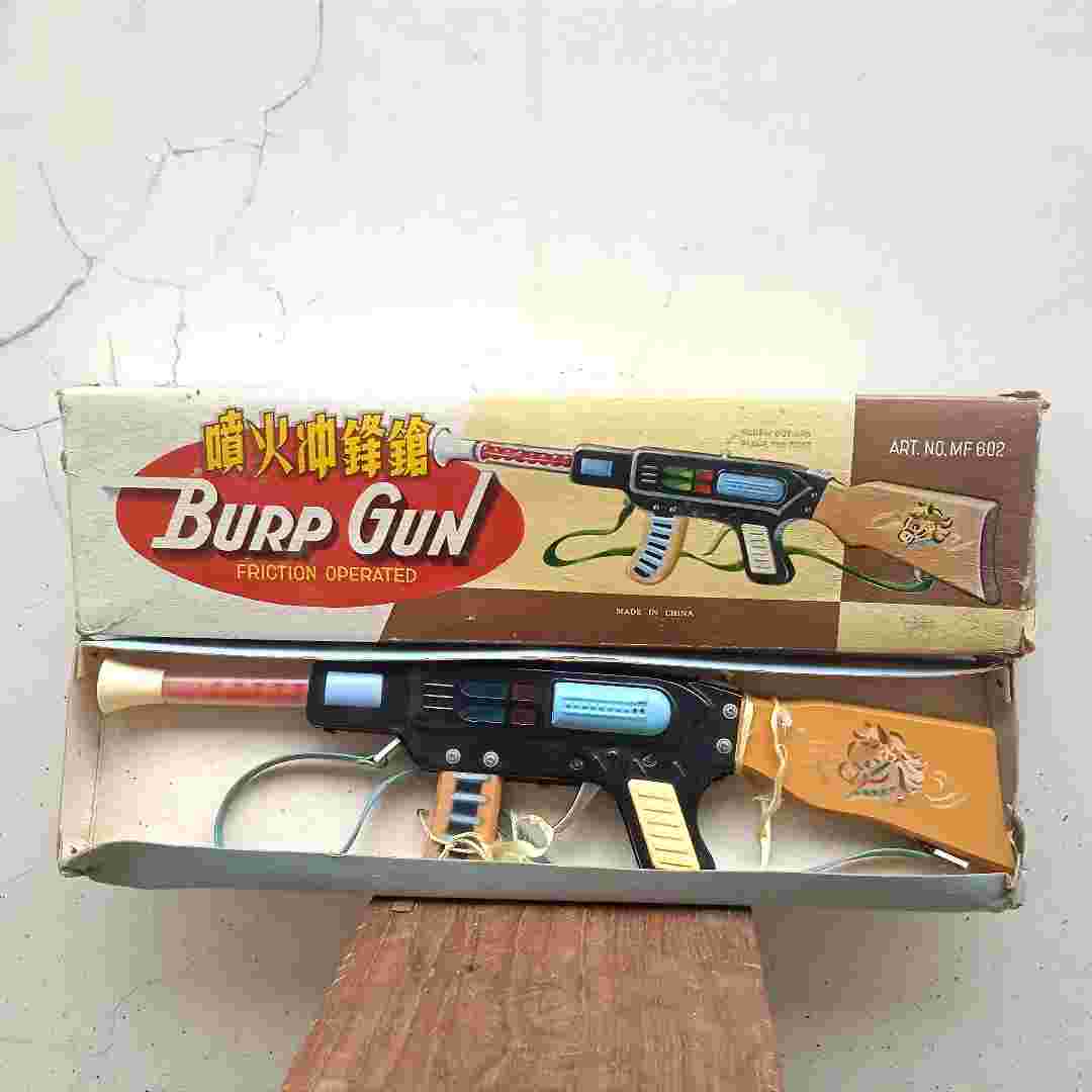 Barang Jadul Tin Toys Burp  Guns AK-47 NOS + Dus Baru Stok Lama Antik