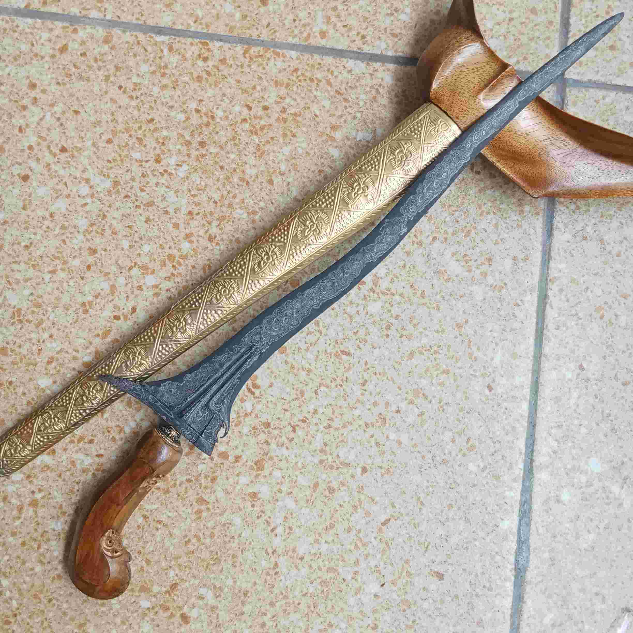 Keris Jangkung Mangkurat Pamor Kerejekian Udan Mas Tiban Langka Kondisi Terawat