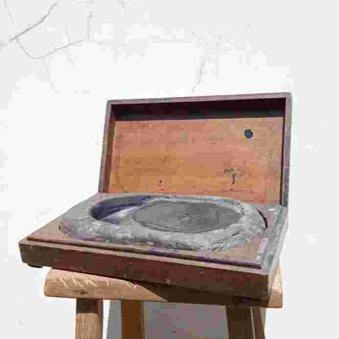Antik Batu Tempat Tinta Cina Frame Kayu Jati Ukuran Besar Kuno Antik