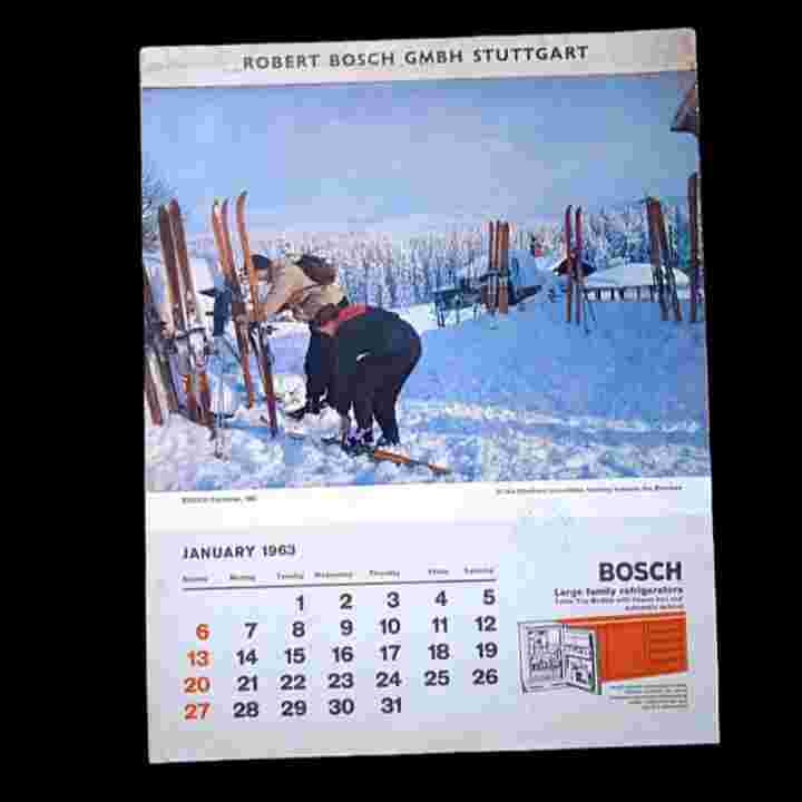 Barang Jadul Kalender Jerman Lama 1963 Iklan Peralatan Bosch Komplit 