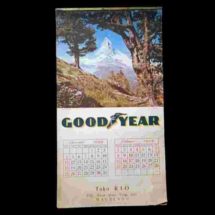 Kalender Lama Iklan GOOD YEAR 1959 keluaran Toko RIO Magelang Antik