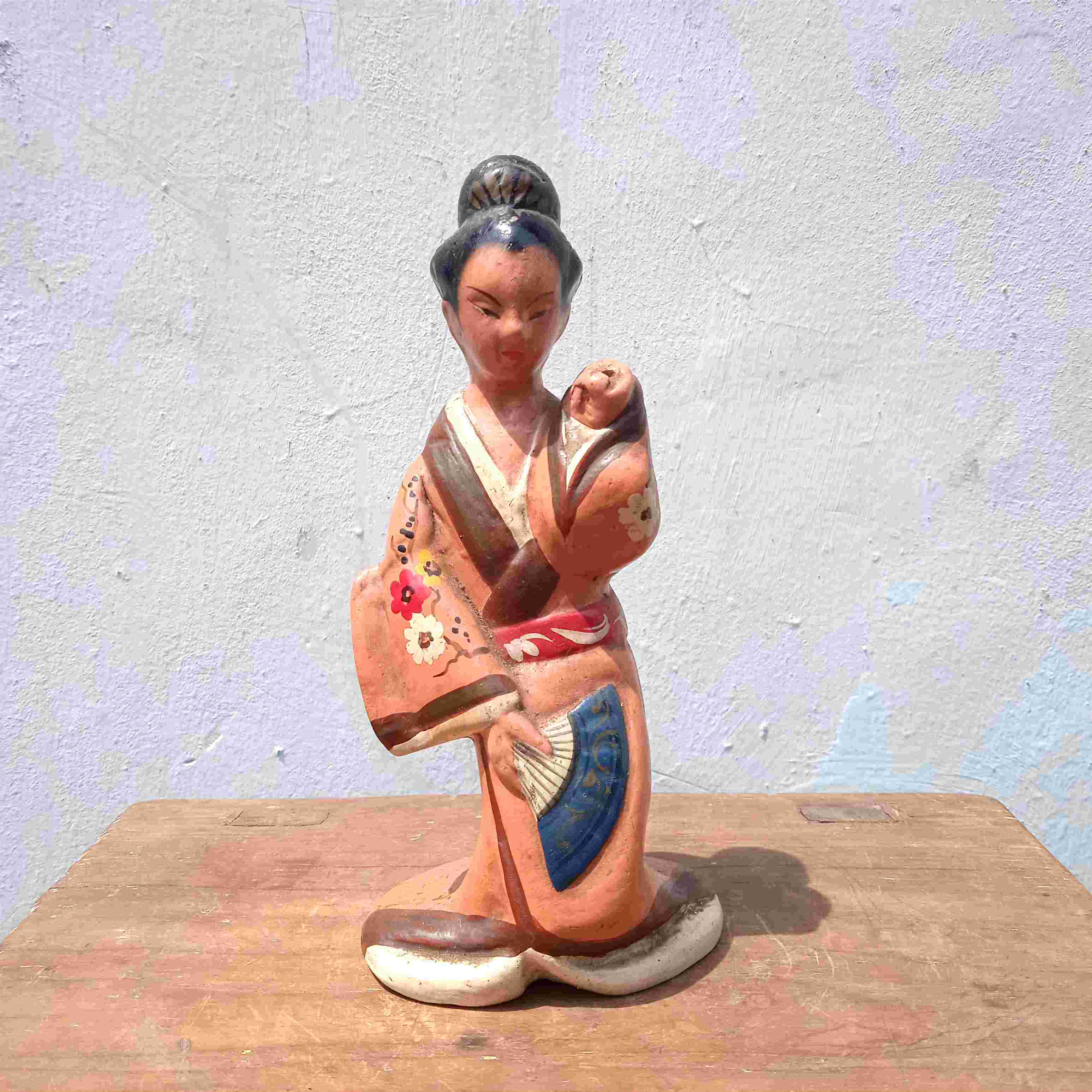 Barang Jadul Patung Jepang Tua Bahan Terakota T.17cm Utuh Kuno