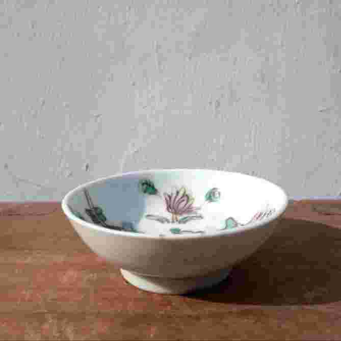 Antik Piring Kecil Porselen Famille Rose Cina Dm.8cm Utuh Tua Kuno