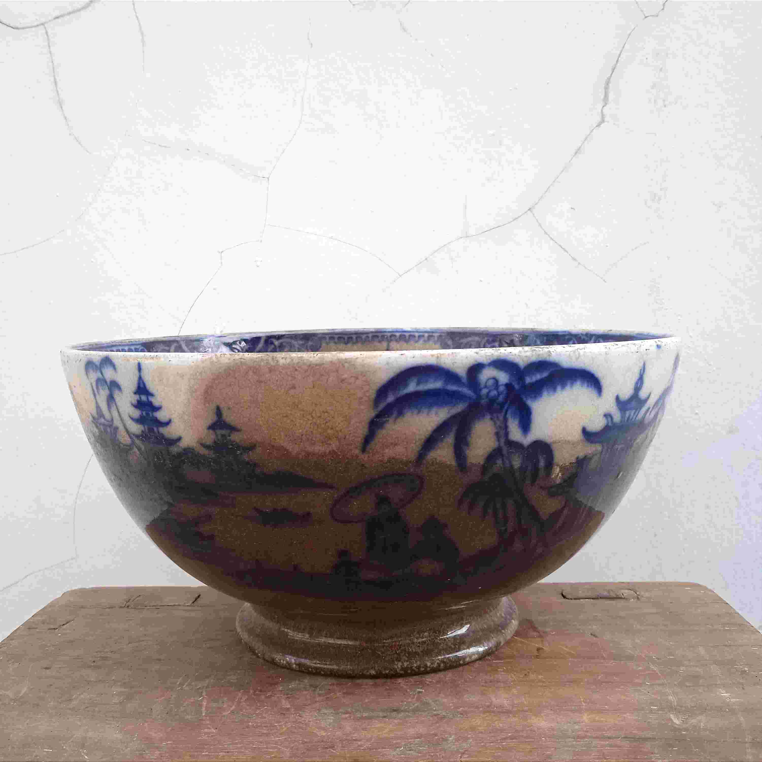 Antik Mangkok Besar Porselen Eropa Petrus Regout Maastricht Kuno Utuh