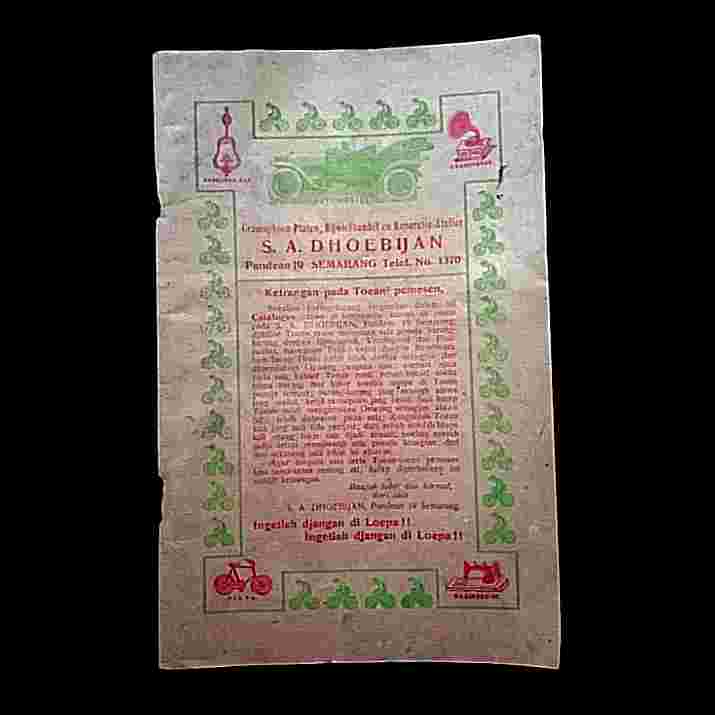 Buku Langka Katalog Toko S.A.DHOEBIJAN Ejaan OE  Rijwielhandel 1926
