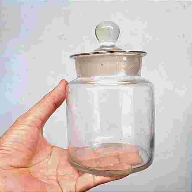 Barang Antik Toples Kaca Eropa Bening Merk Hambur Hermann Heye Germany