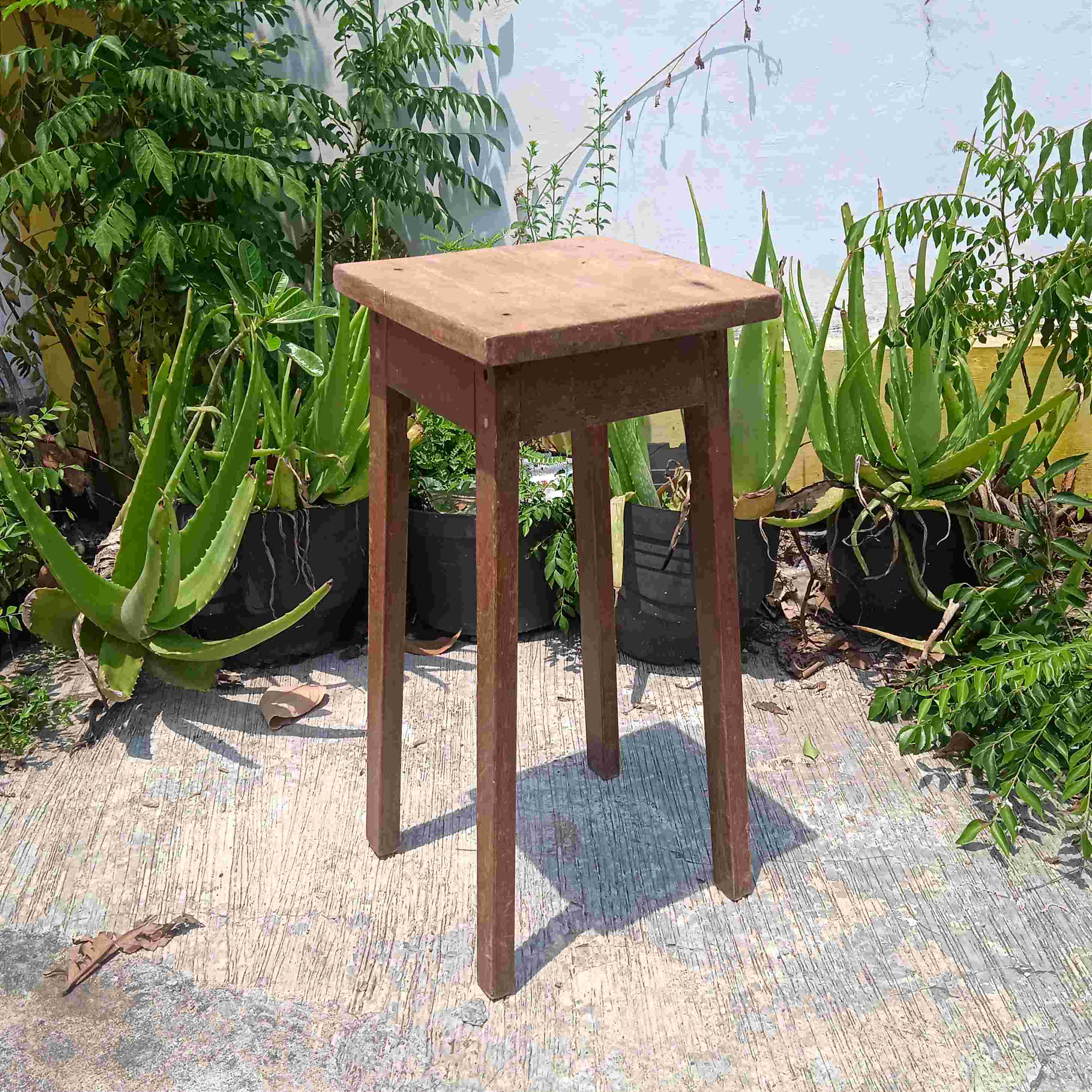 Antik Bangku / Stand Pot Kayu Jati Sambungan Nagel Tnp Paku Kokoh Tua