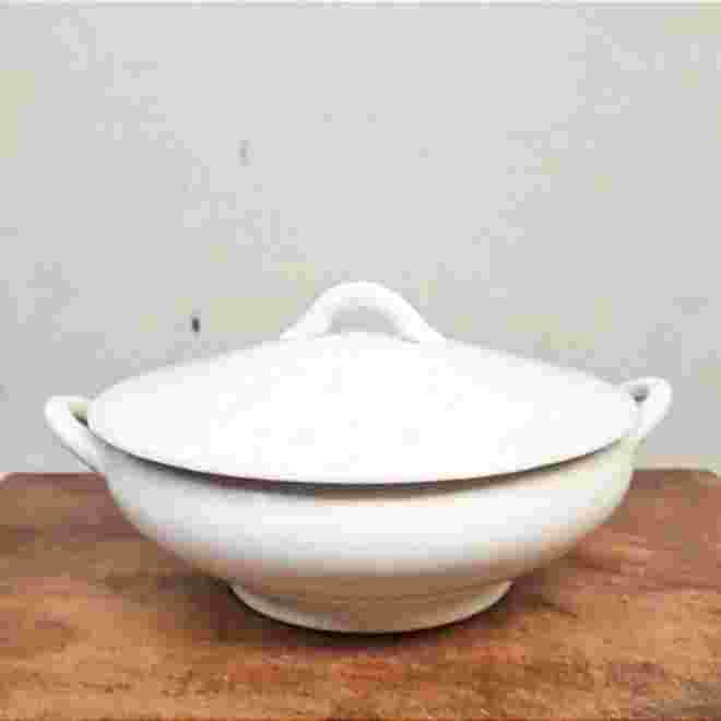 Barang Jadul Basin Sayur Bundar Mini Porcelain Utuh Antik Tua