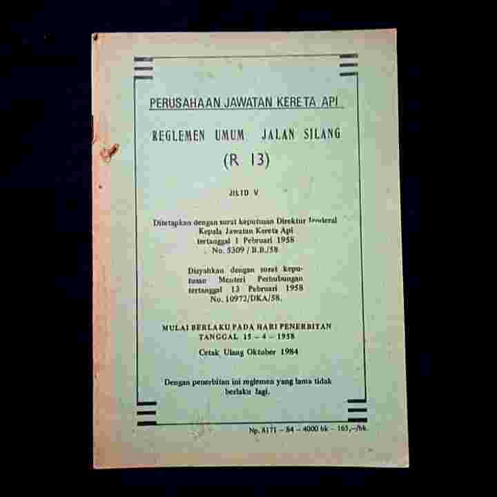 Antik Buku Lama Peraturan Kereta Api Reglemen 13 Okt 1984