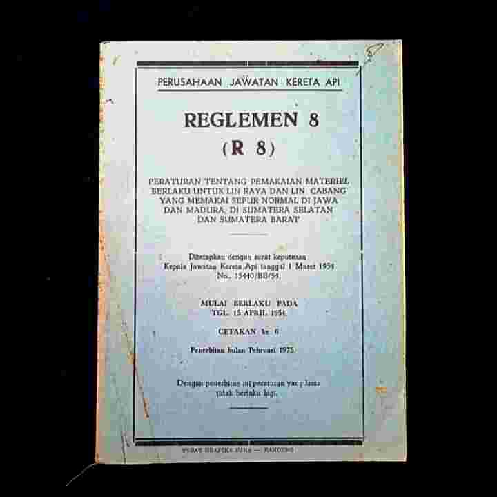 Antik Buku Lama Peraturan Kereta Api Reglemen 8 Cet.6 Feb.1975 Antik