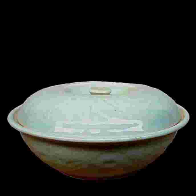 Barang Jadul Mangkok Besar Porcelain Celadon Cina Utuh Mulus Antik