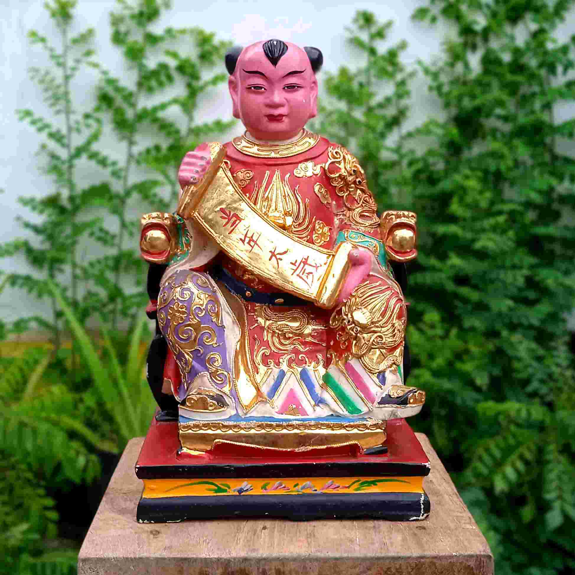 Antik Patung Dewa Cina Tai Sui Ya Tai Xue Bahan Kayu Utuh Lama