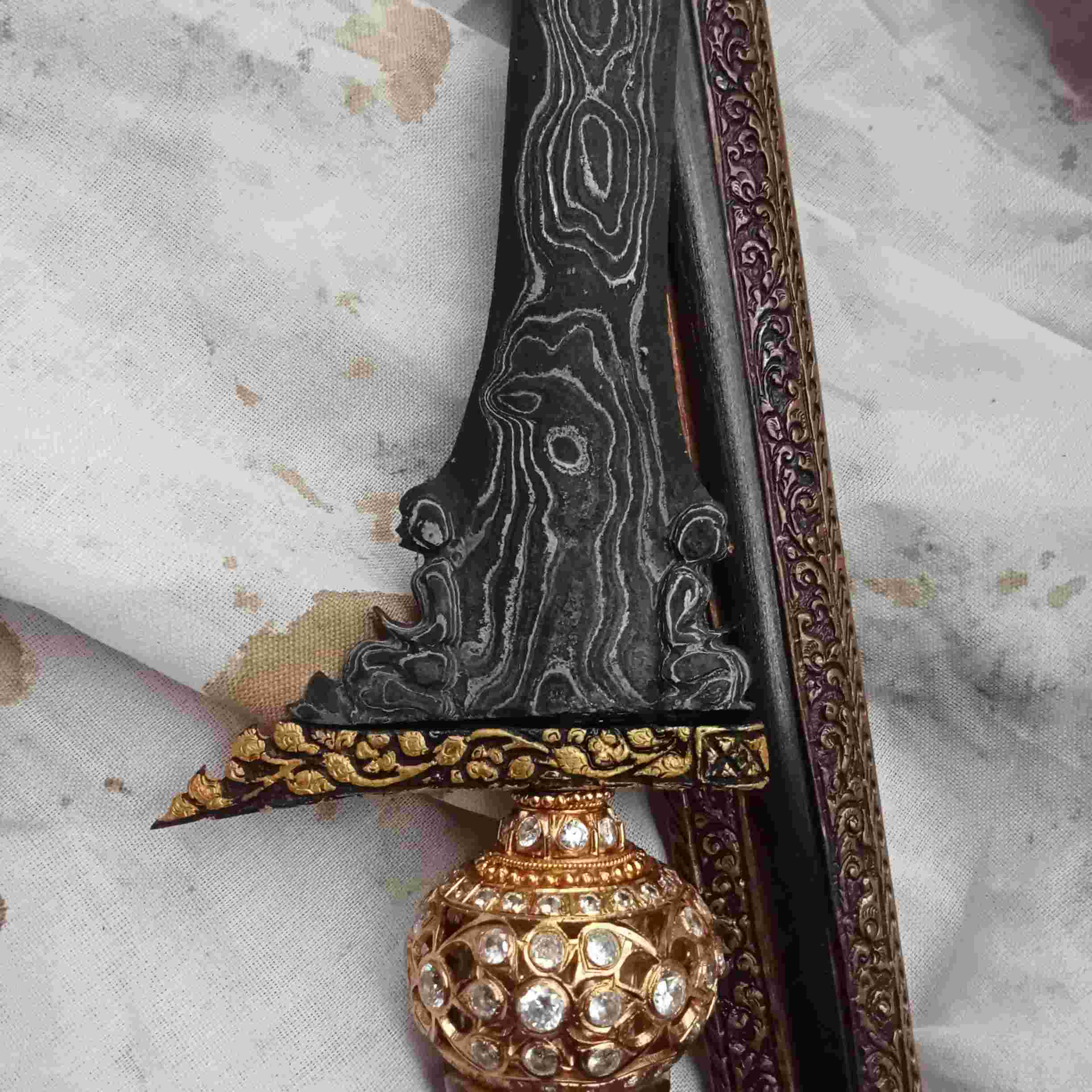 Keris Omyang Jimbe Utawi Pandito Kembar Gonjo Kinatah Emas Asli 