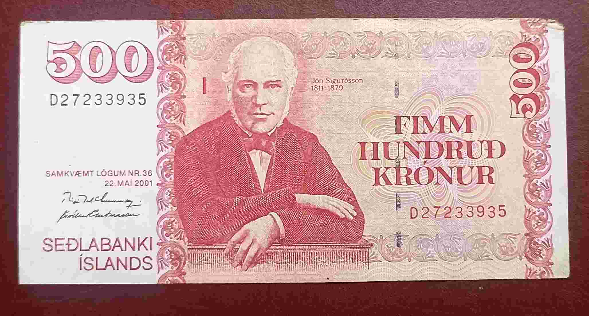 UANG ISLANDIA 500 KRONOR