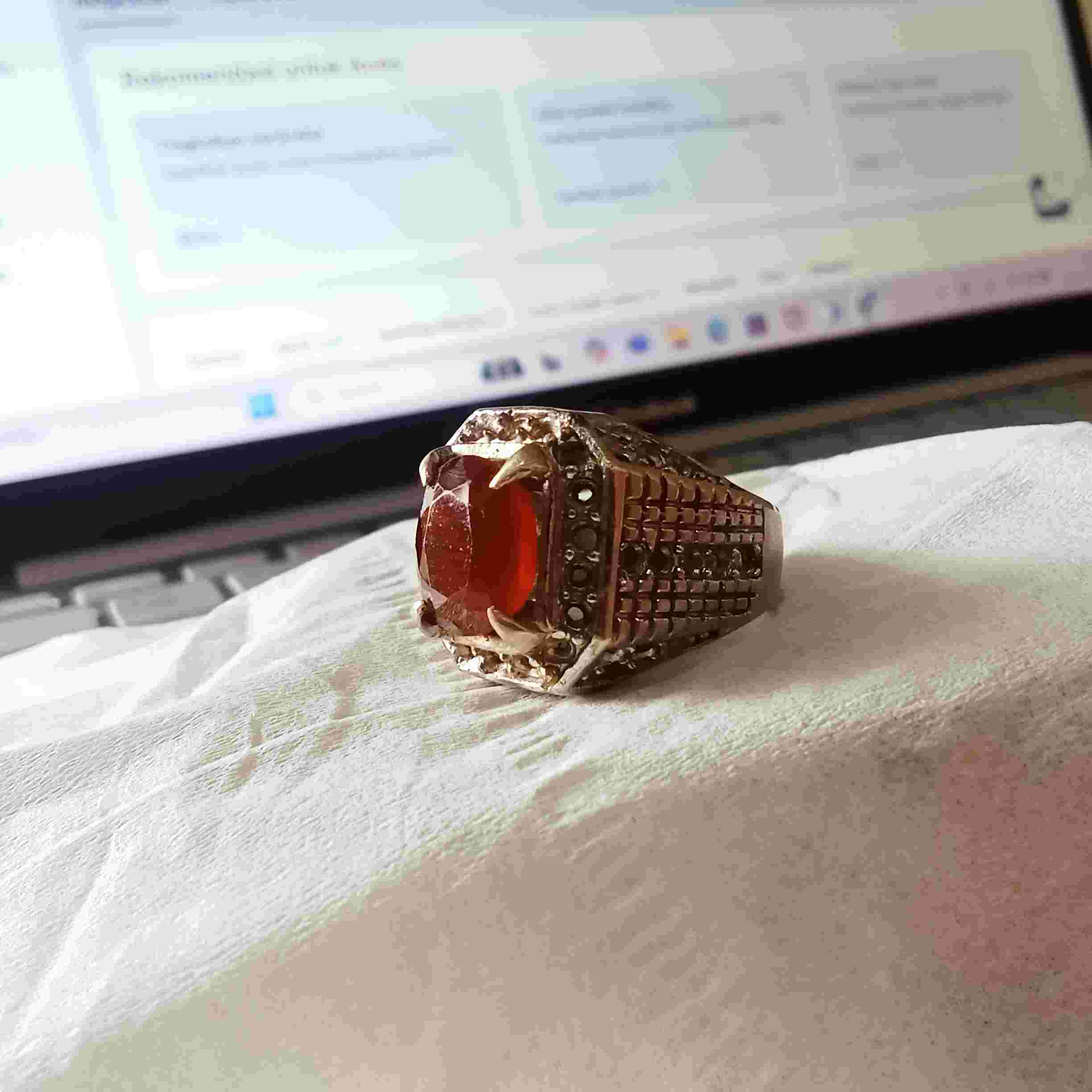 Cincin Batu Cornelian Merah Asli Natural Alam 