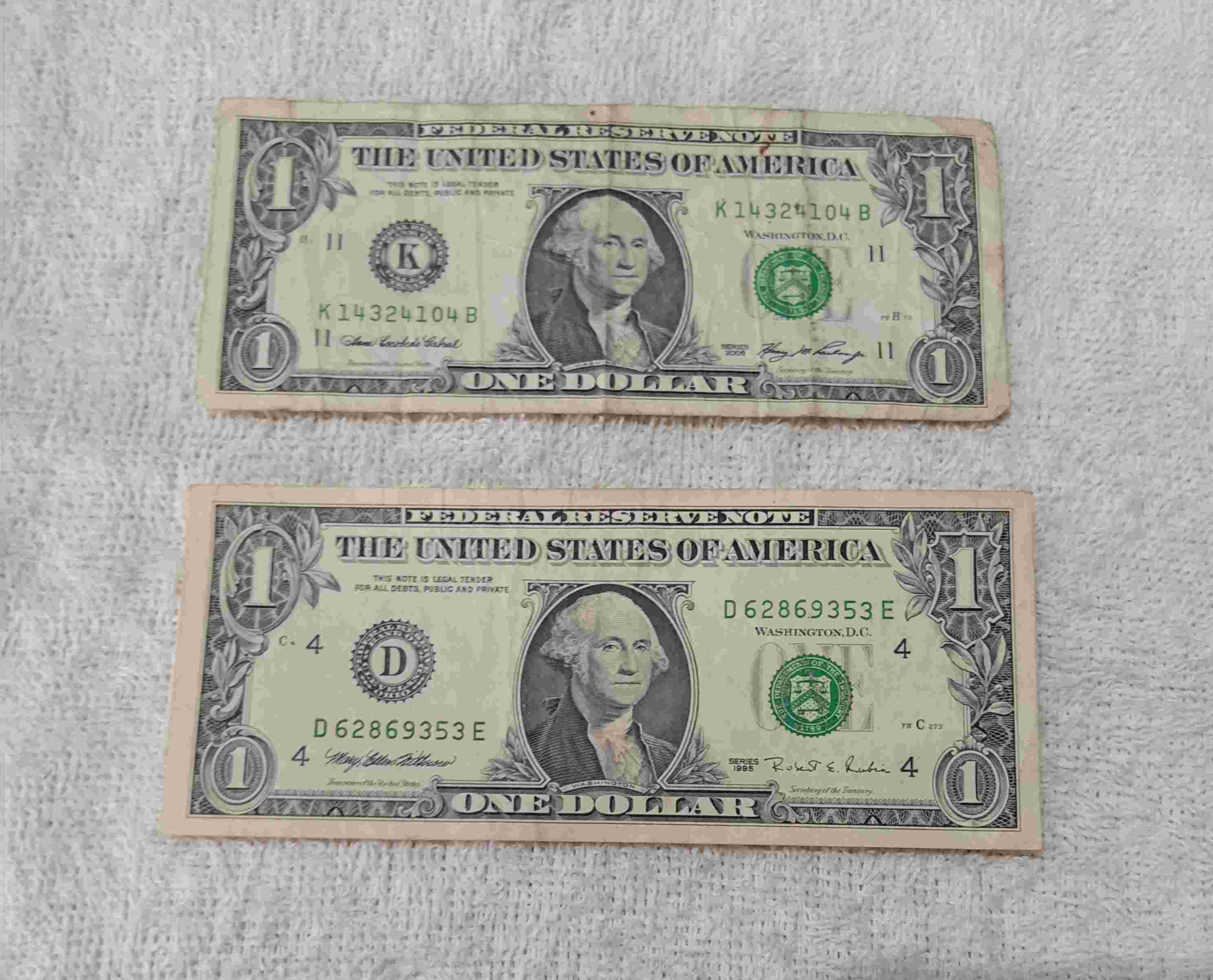 Uang kertas kuno 1 USD Amerika original